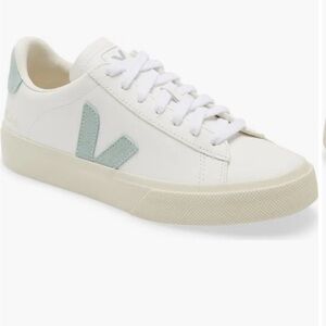 Veja Women’s White Leather Sneakers with Mint Green V